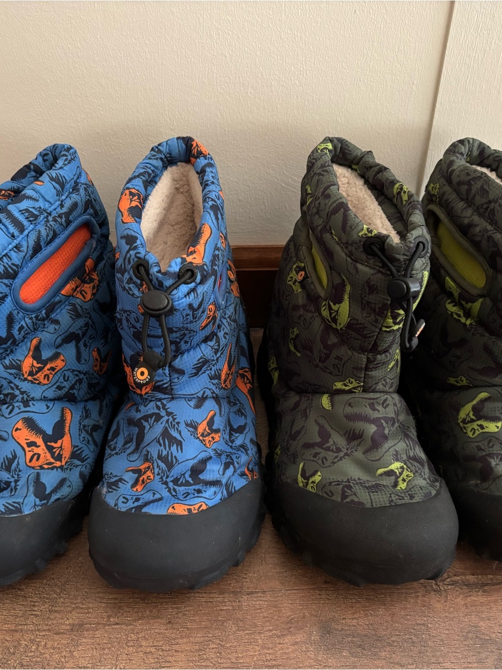 Bogs Kids Blue & Orange Dinosaur Print Insulated Boots